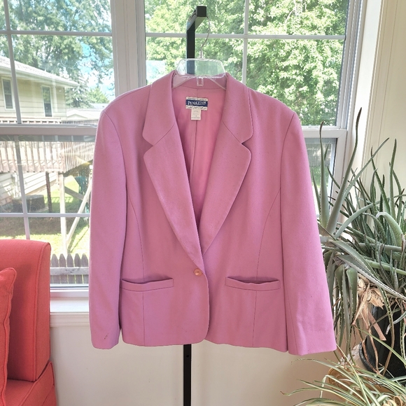 Pendleton Vintage 100% Wool Pink Jacket Blazer USA Sz 14 - Picture 3 of 5